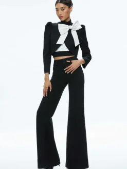 Women Alice and Olivia Addison Bow Collar Cropped Jacket