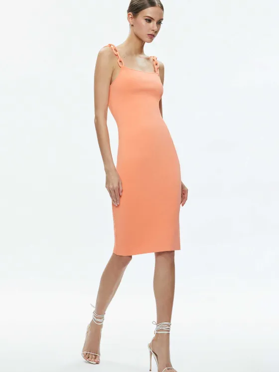 Women Alice and Olivia Alina Looped Straps Midi Dress
