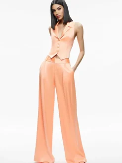 Women Alice and Olivia Amber Collared Vest + Eric Low Rise Pant