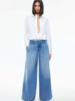 Women Alice and Olivia Anders Low Rise Pleated Jean