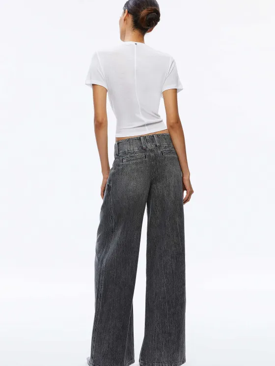 Women Alice and Olivia Anders Low Rise Pleated Jean