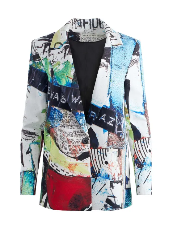 Women Alice and Olivia A+O X Basquiat Denny Blazer