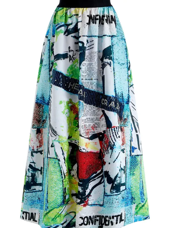 Women Alice and Olivia A+O X Basquiat Tina Embellished Maxi Skirt