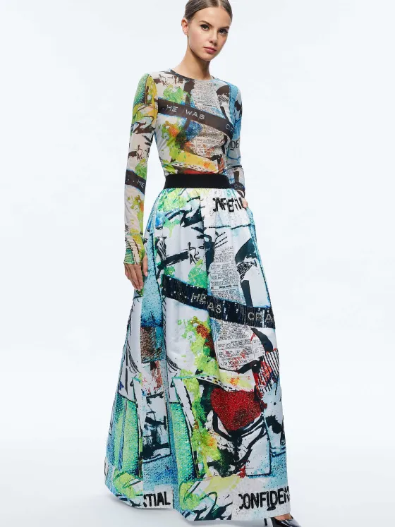 Women Alice and Olivia A+O X Basquiat Tina Embellished Maxi Skirt