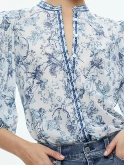 Women Alice and Olivia April Pleated Blouson Sleeve Top