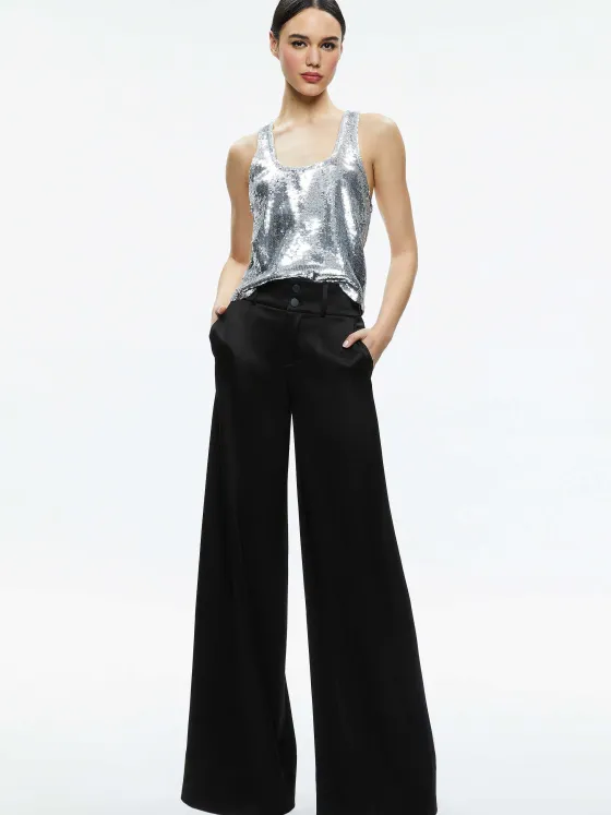 Women Alice and Olivia Avril Sequin Boxy Tank