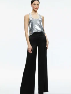 Women Alice and Olivia Avril Sequin Boxy Tank