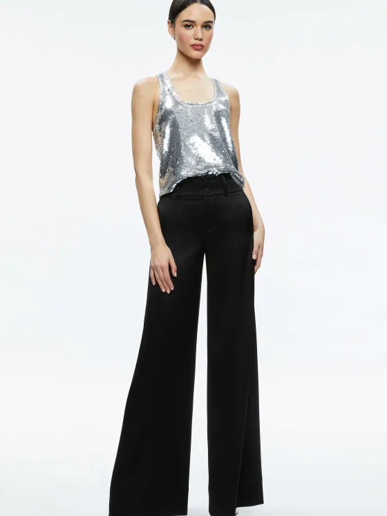 Women Alice and Olivia Avril Sequin Boxy Tank
