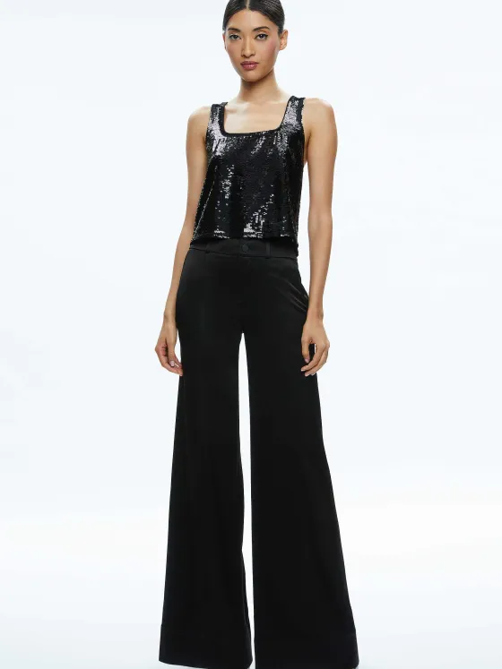 Women Alice and Olivia Avril Sequin Boxy Tank