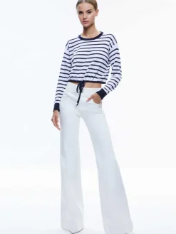 Women Alice and Olivia Bernetta Cropped Drawstring Pullover