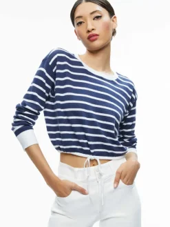 Women Alice and Olivia Bernetta Cropped Drawstring Pullover
