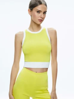 Women Alice and Olivia Boyd Crewneck Tank + Rmp Mid Rise Back-Zip Bootcut Ankle Pant