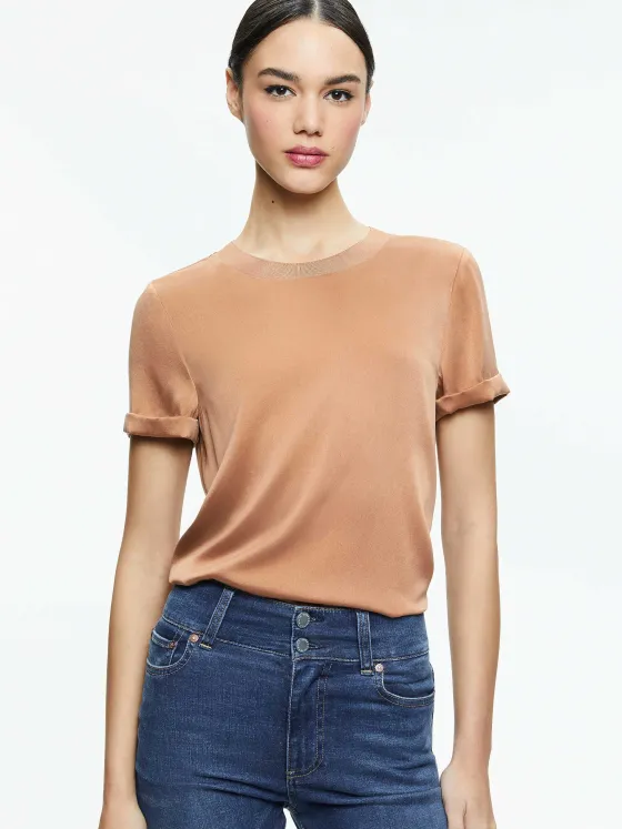 Women Alice and Olivia Braden Drop Shoulder Tee