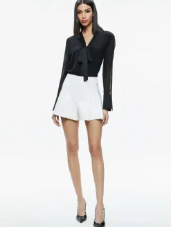 Women Alice and Olivia Brady Oversized Button Down With Bow Tie