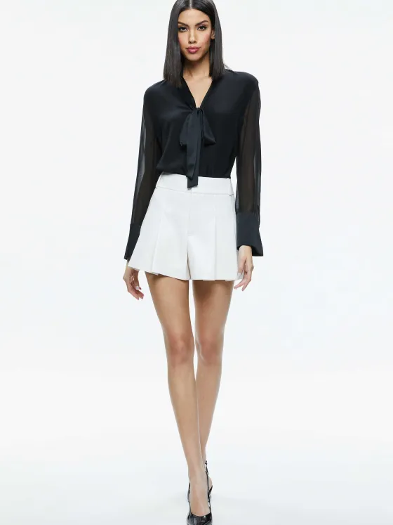 Women Alice and Olivia Brady Oversized Button Down With Bow Tie