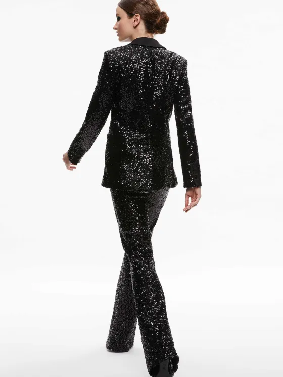 Women Alice and Olivia Breann Sequin Fitted Blazer