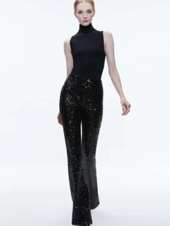 Women Alice and Olivia Breann Sequin Fitted Blazer + Lara Sequin Bootcut Pant
