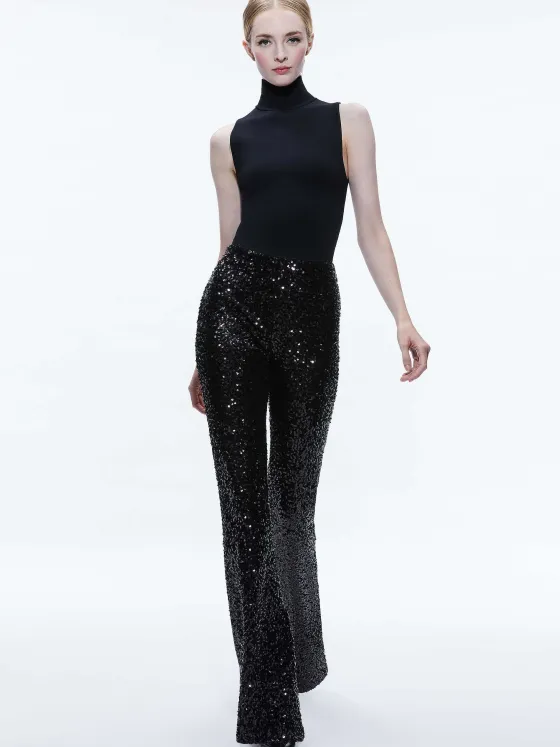 Women Alice and Olivia Breann Sequin Fitted Blazer + Lara Sequin Bootcut Pant