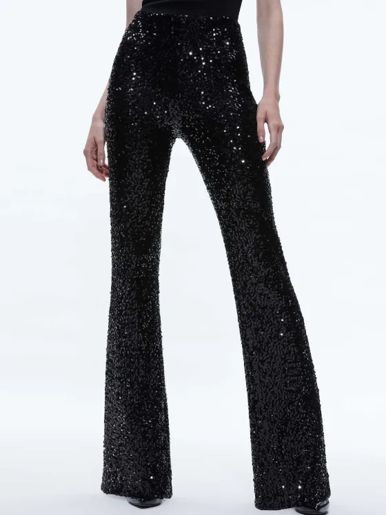 Women Alice and Olivia Breann Sequin Fitted Blazer + Lara Sequin Bootcut Pant