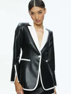 Women Alice and Olivia Breann Vegan Leather Blazer