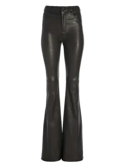 Women Alice and Olivia Brent High Waisted Leather Bell Pant