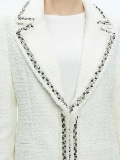 Women Alice and Olivia Bret Embellished Long Blazer