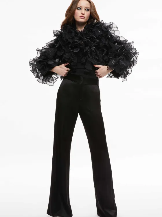Women Alice and Olivia Britton Ruffled Cropped Jacket