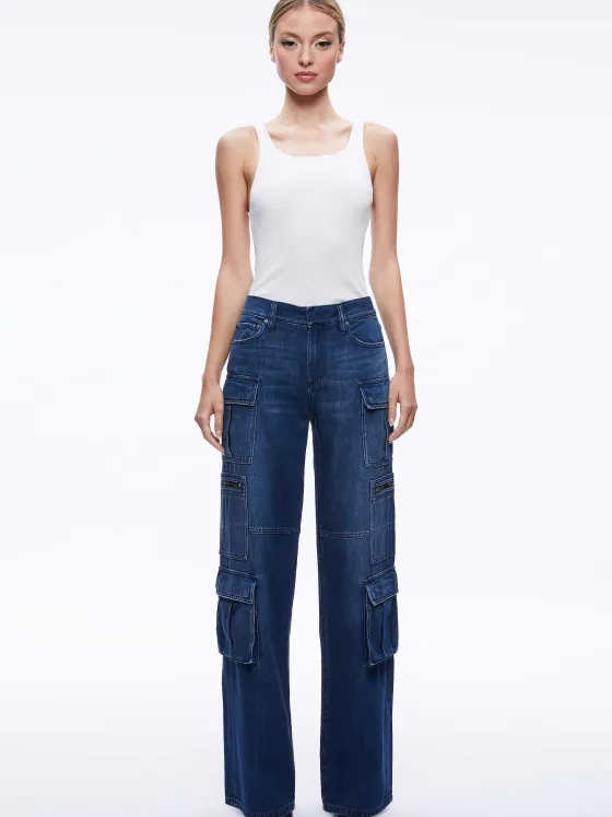 Women Alice and Olivia Cay Baggy Cargo Jeans