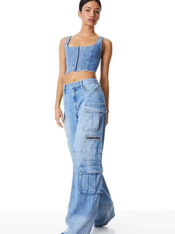 Women Alice and Olivia Cay Baggy Cargo Jeans