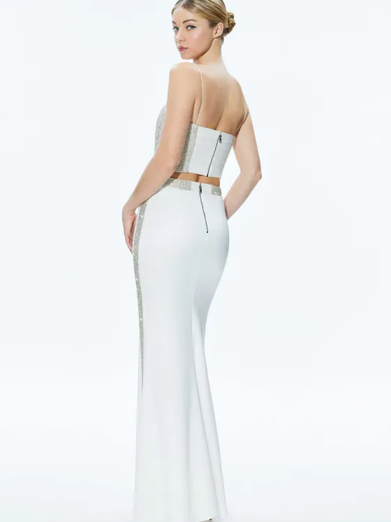 Women Alice and Olivia Ceresi Embellished Crop Top + Marilynn Embellished Maxi Skirt