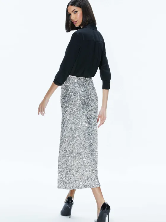 Women Alice and Olivia Ceresi Sequin Bandeau Crop Top + Maeve Sequin Slip Skirt