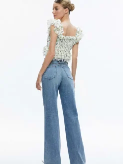 Women Alice and Olivia Charline Ruffle Cropped Top