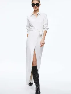 Women Alice and Olivia Chassidy Vegan Leather Maxi Shirt Dress