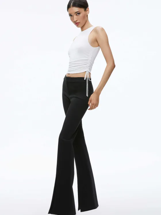 Women Alice and Olivia Chrissy Crewneck Ruched Crop Top