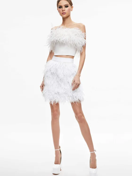 Women Alice and Olivia Cina Feather Mini Skirt