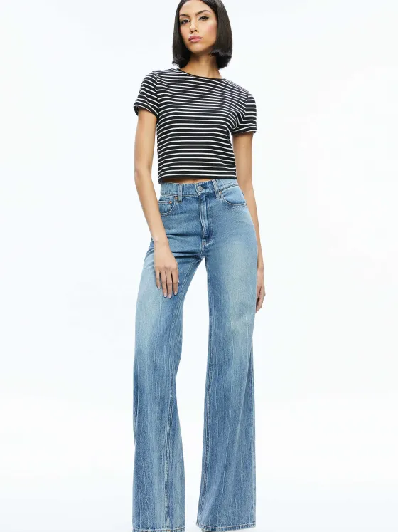 Women Alice and Olivia Cindy Classic Cropped Tee