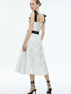 Women Alice and Olivia Clara Bow Strap Bustier Crop Top + Earla Lace Midi Skirt