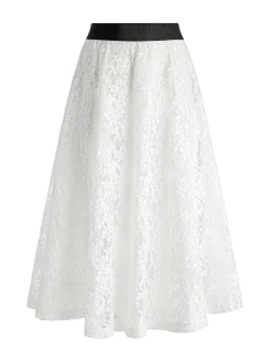 Women Alice and Olivia Clara Bow Strap Bustier Crop Top + Earla Lace Midi Skirt