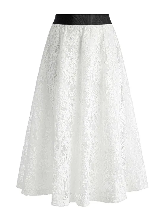 Women Alice and Olivia Clara Bow Strap Bustier Crop Top + Earla Lace Midi Skirt