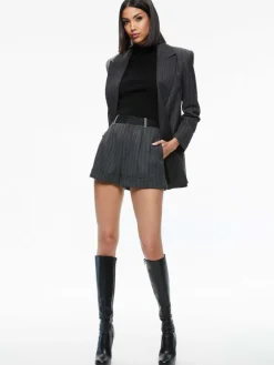 Women Alice and Olivia Colley Notch Collar Blazer + Conry Pleated Cuff Short