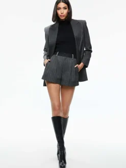 Women Alice and Olivia Colley Notch Collar Blazer + Conry Pleated Cuff Short