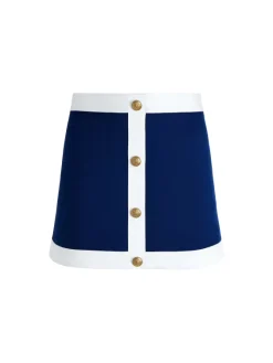 Women Alice and Olivia Colton Colorblock Button Front Mini Skirt