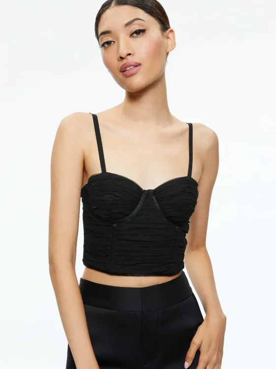 Women Alice and Olivia Damia Ruched Bustier Top