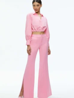 Women Alice and Olivia Danette High Rise Flare Slit Trouser