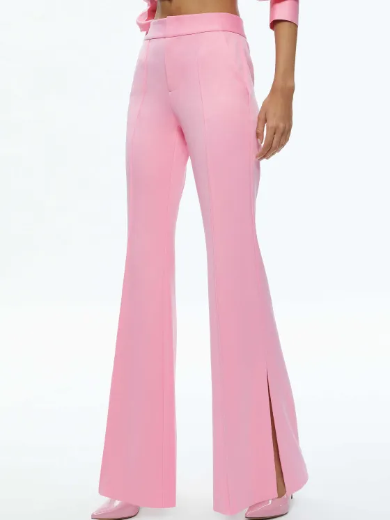 Women Alice and Olivia Danette High Rise Flare Slit Trouser