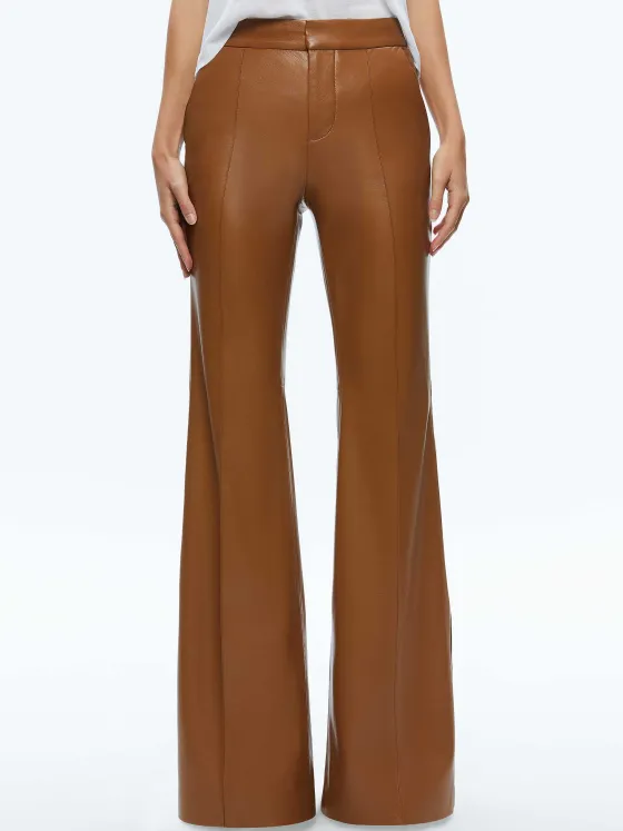 Women Alice and Olivia Danette Vegan Leather Split Hem Trousers