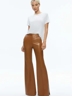 Women Alice and Olivia Danette Vegan Leather Split Hem Trousers