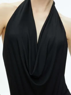 Women Alice and Olivia Dani Halter Deep Cowl Neck Bodysuit