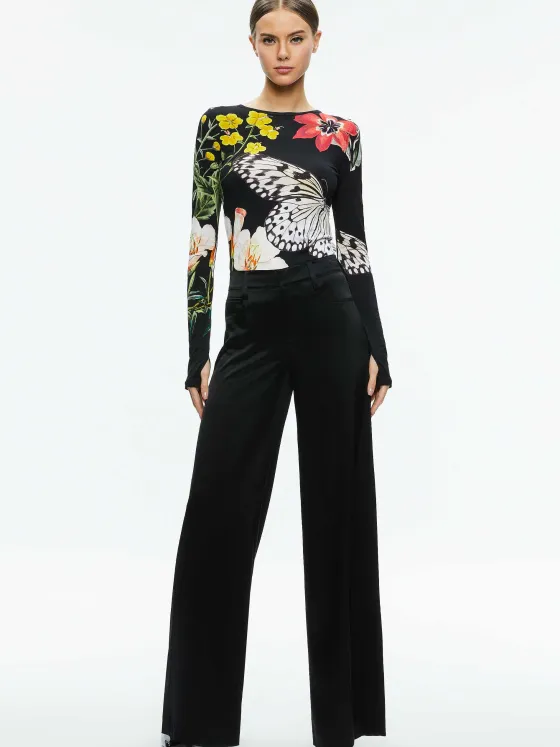 Women Alice and Olivia Delaina Long Sleeve Crop Top