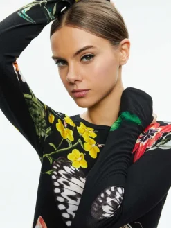 Women Alice and Olivia Delaina Long Sleeve Crop Top